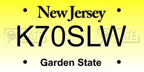K70SLW New Jersey License Plate