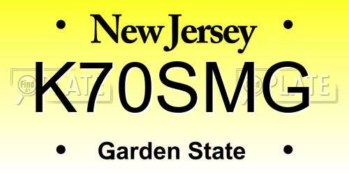 K70SMG New Jersey License Plate
