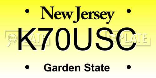K70USC New Jersey License Plate