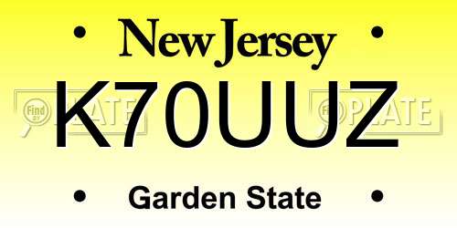 K70UUZ New Jersey License Plate