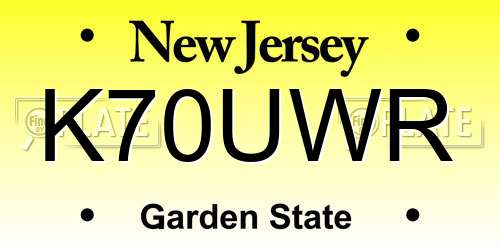 K70UWR New Jersey License Plate
