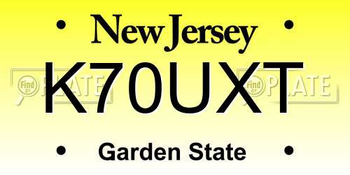 K70UXT New Jersey License Plate