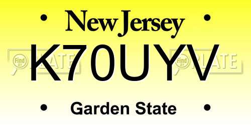 K70UYV New Jersey License Plate