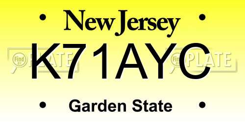 K71AYC New Jersey License Plate