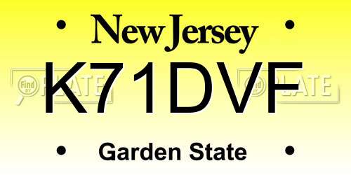 K71DVF New Jersey License Plate