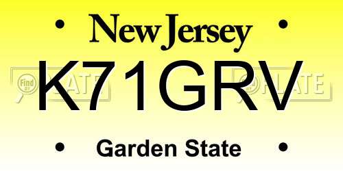 K71GRV New Jersey License Plate