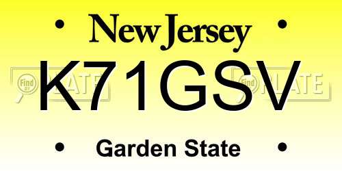 K71GSV New Jersey License Plate
