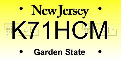 K71HCM New Jersey License Plate