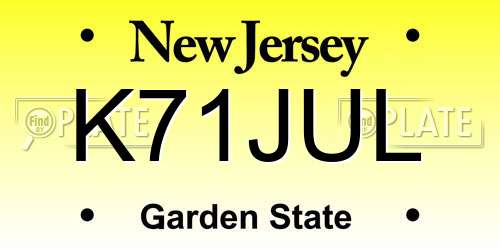 K71JUL New Jersey License Plate