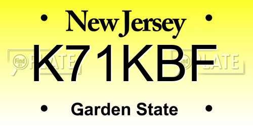 K71KBF New Jersey License Plate