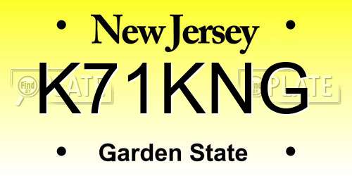 K71KNG New Jersey License Plate