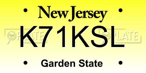 K71KSL New Jersey License Plate