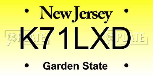 K71LXD New Jersey License Plate