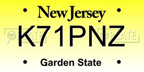 K71PNZ New Jersey License Plate