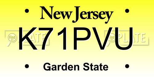 K71PVU New Jersey License Plate