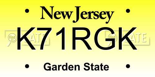 K71RGK New Jersey License Plate
