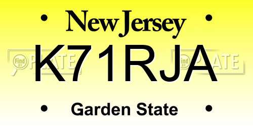 K71RJA New Jersey License Plate