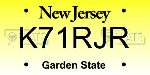 K71RJR New Jersey License Plate