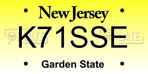 K71SSE New Jersey License Plate