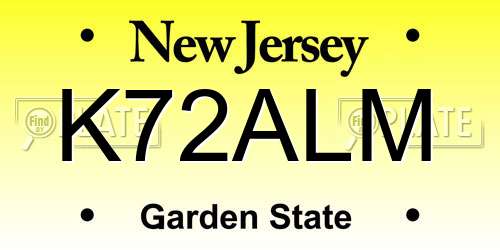 K72ALM New Jersey License Plate