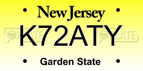 K72ATY New Jersey License Plate