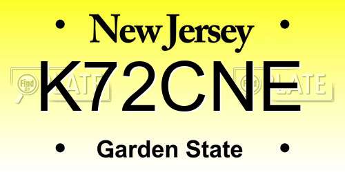 K72CNE New Jersey License Plate