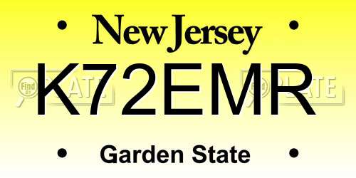 K72EMR New Jersey License Plate