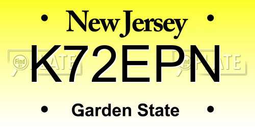 K72EPN New Jersey License Plate