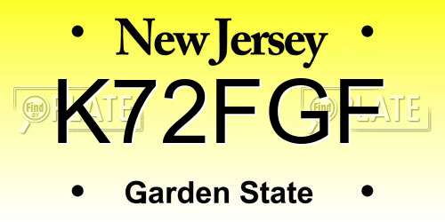 K72FGF New Jersey License Plate
