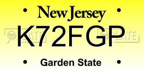 K72FGP New Jersey License Plate