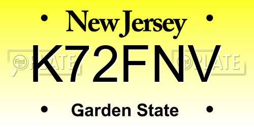 K72FNV New Jersey License Plate