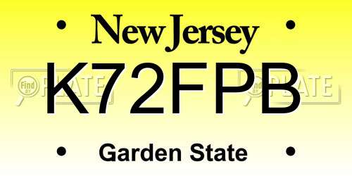 K72FPB New Jersey License Plate