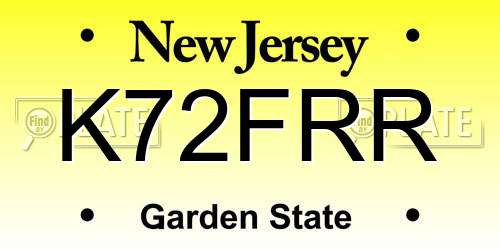 K72FRR New Jersey License Plate