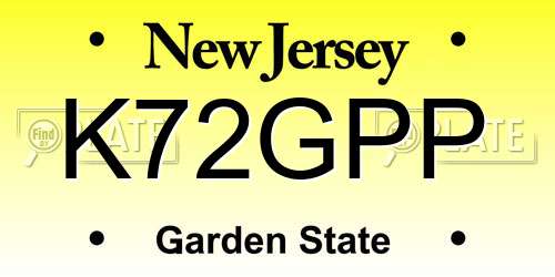 K72GPP New Jersey License Plate