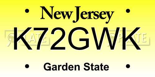 K72GWK New Jersey License Plate