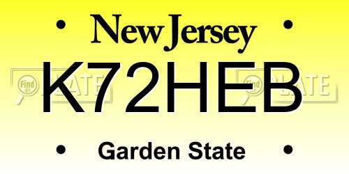 K72HEB New Jersey License Plate