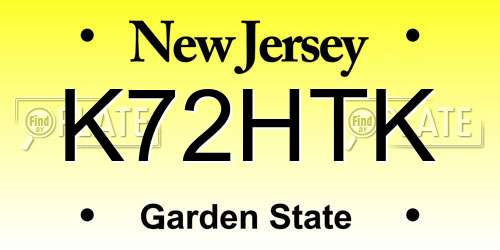 K72HTK New Jersey License Plate