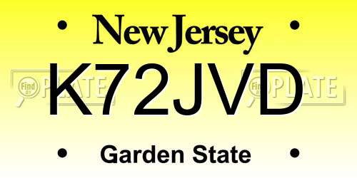 K72JVD New Jersey License Plate