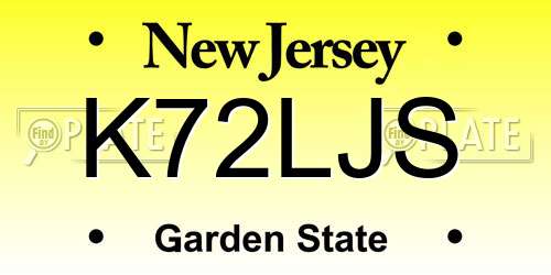 K72LJS New Jersey License Plate