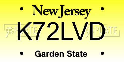 K72LVD New Jersey License Plate