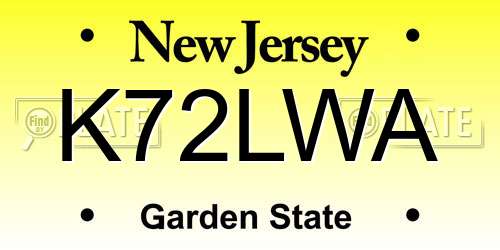 K72LWA New Jersey License Plate