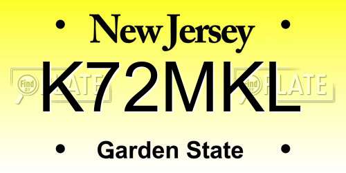 K72MKL New Jersey License Plate