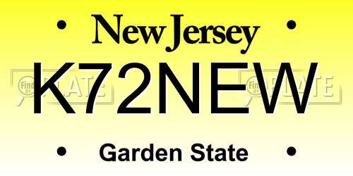K72NEW New Jersey License Plate
