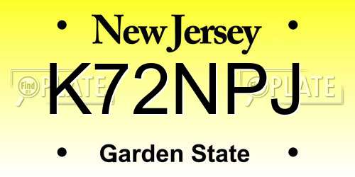 K72NPJ New Jersey License Plate