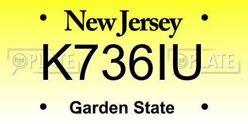 K736IU New Jersey License Plate