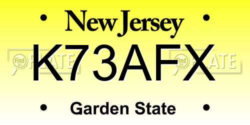 K73AFX New Jersey License Plate