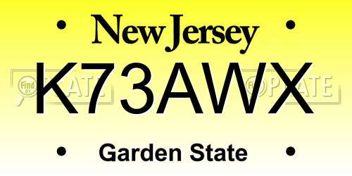 K73AWX New Jersey License Plate