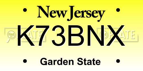 K73BNX New Jersey License Plate