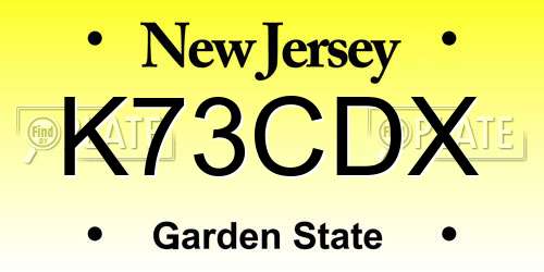 K73CDX New Jersey License Plate