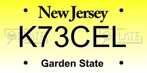 K73CEL New Jersey License Plate